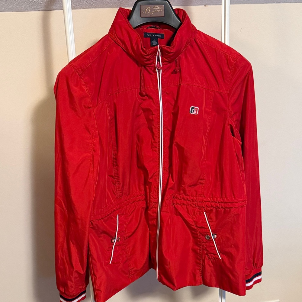 Tommy Hilfiger red windbreaker jacket size large